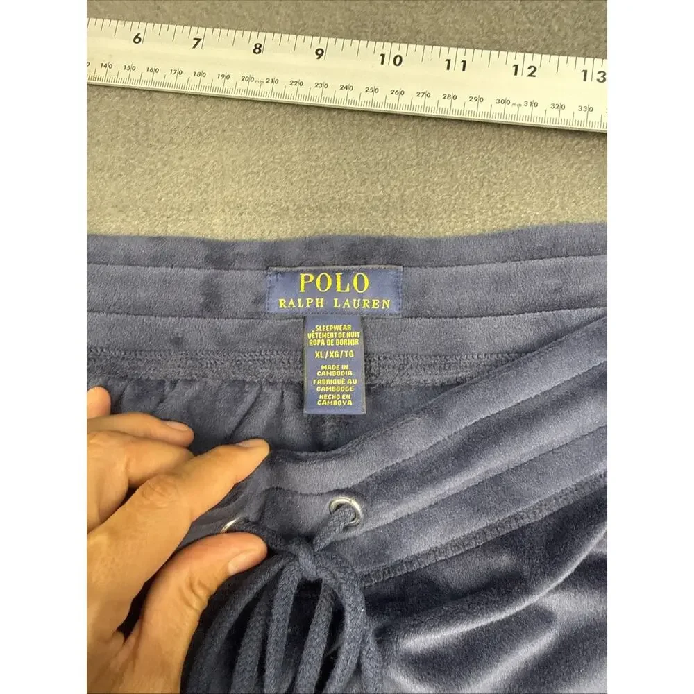 Polo Ralph Lauren Velour Sleepwear Pajama Pants Mens XL Navy Drawstring